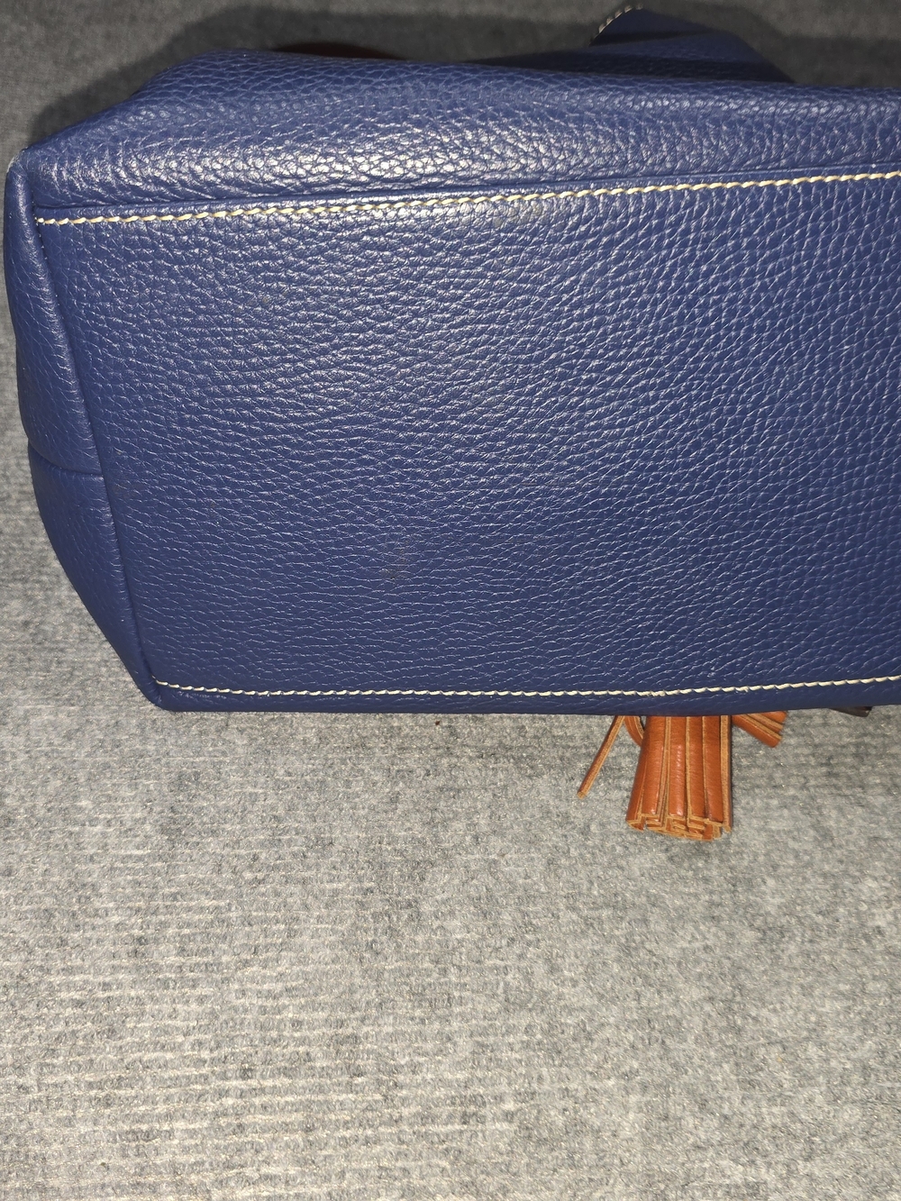 Dooney & Bourke Dillen II Navy Blue Pebbled Leather Drawstring Bucket Bag - Picture 14 of 14